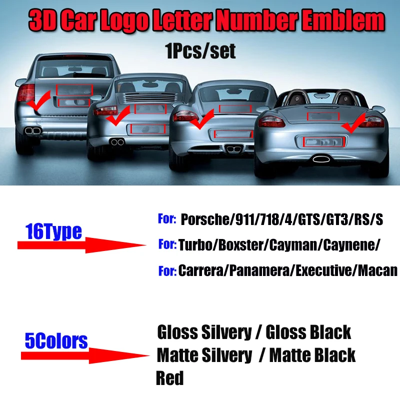 

1Set Car Styling 3D Original Design Car Logo Rear Trunk Decoration Letter Number Emblem Tail Boot Sticker Decal 16 Type 5 Colors