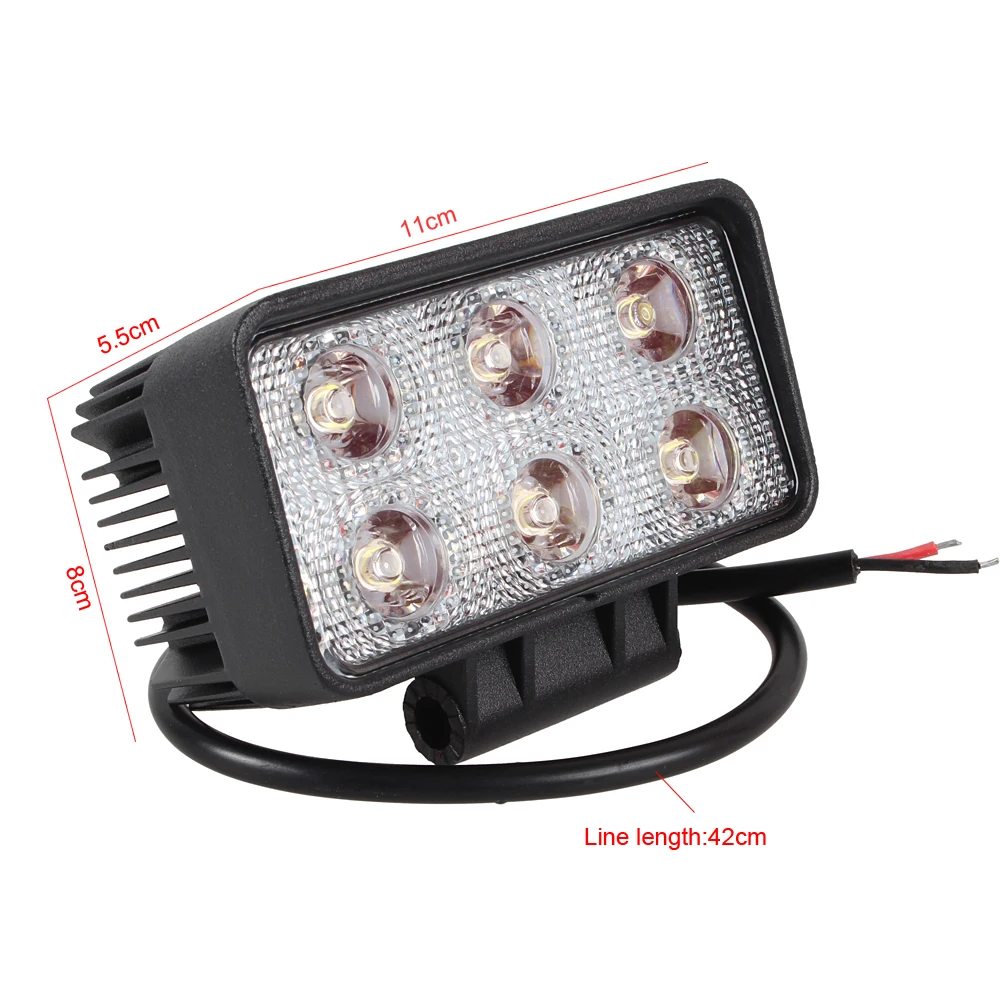 Car Spot Beam 18W 12V LED Car Square Work Light Boat Spot LED Lamp