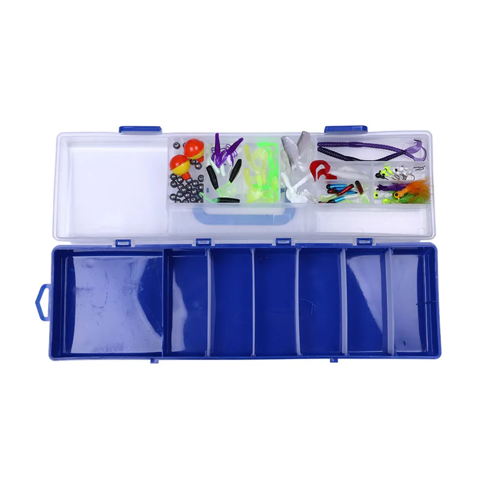 المحمولة 150 قطعة 1.6 M الصيد إغراء مع قضيب بكرة كومبو لينة دودة إغراء كرنك هوك متعددة الوظائف الصيد معالجة عدة