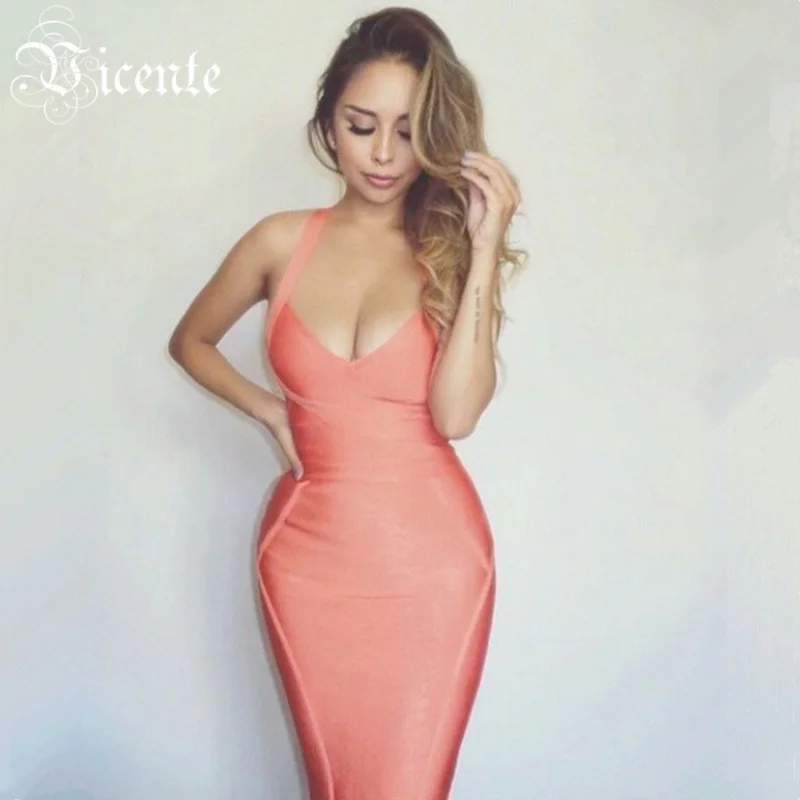 

Vicente HOT 2019 Hot Sale Fashion Sexy Two-Way Wear Double Straps Celebrity Style Wholesale Evening Party Bandage Dress