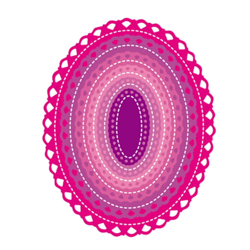 

Oval Frame Metal Cutting Dies Stencils DIY Lace Diamond Pattern Scrapbook Embossing Album Paper Card Craft Decorative