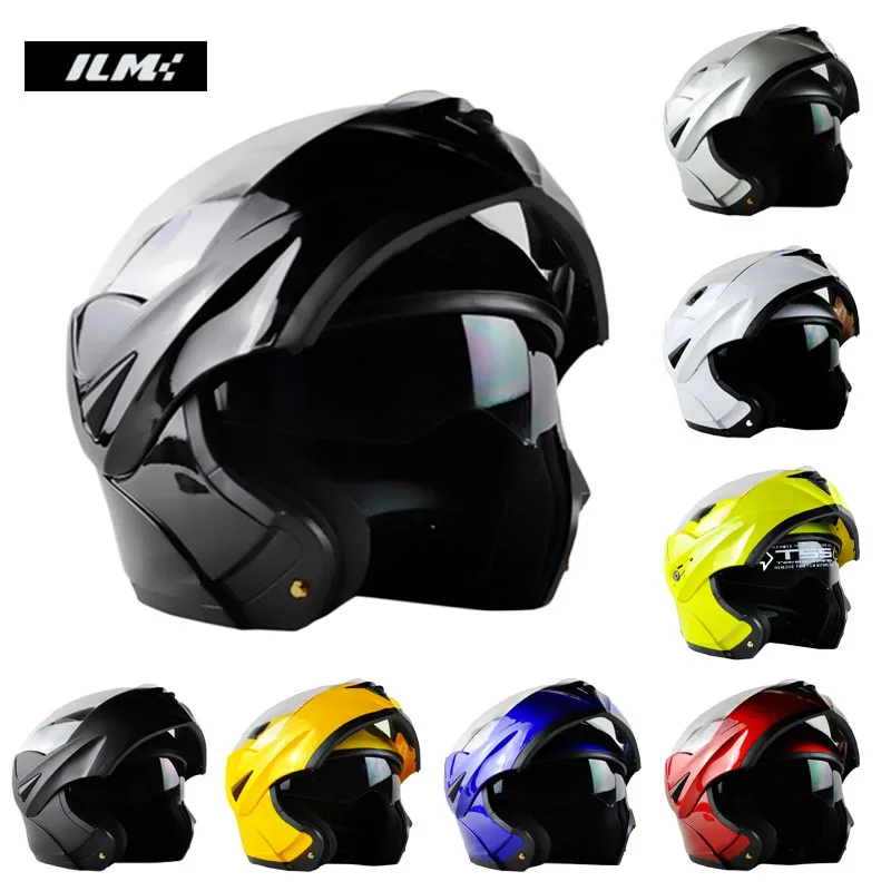 DOT Approved ILM Motorcycle Helmet with Inner Sun Visor Flip Up Safety Double Lens Dual Visor