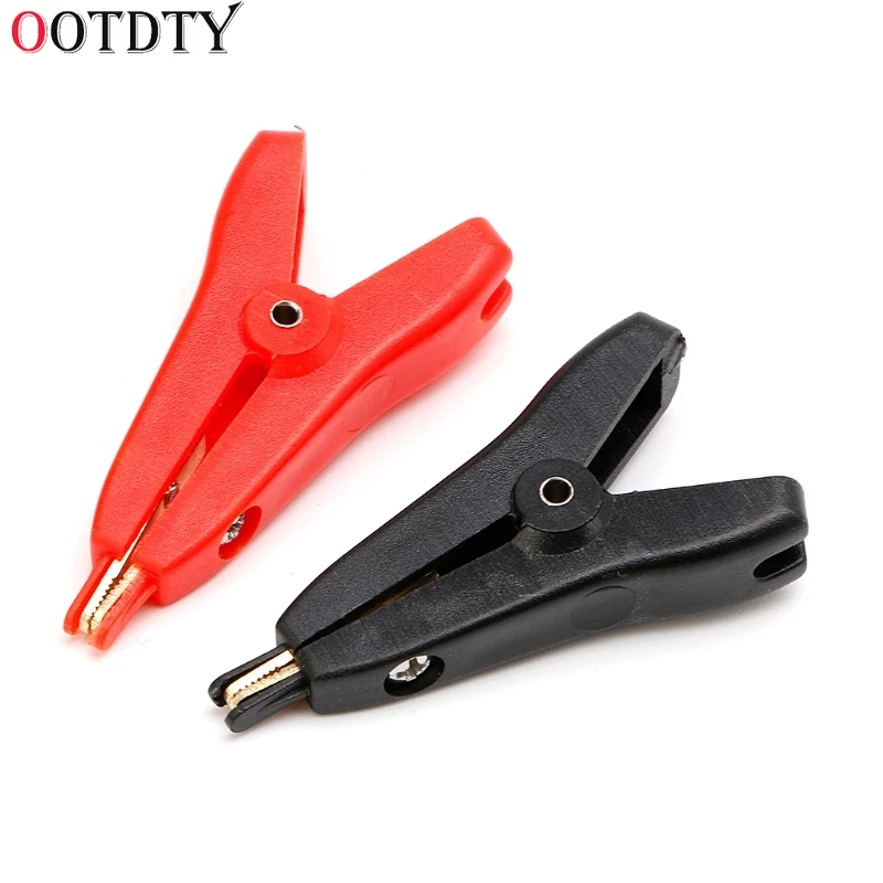 

OOTDTY 2PCS Copper Plated Gold Two-level test clip Four-Clamp LCR Kelvin Black+Red