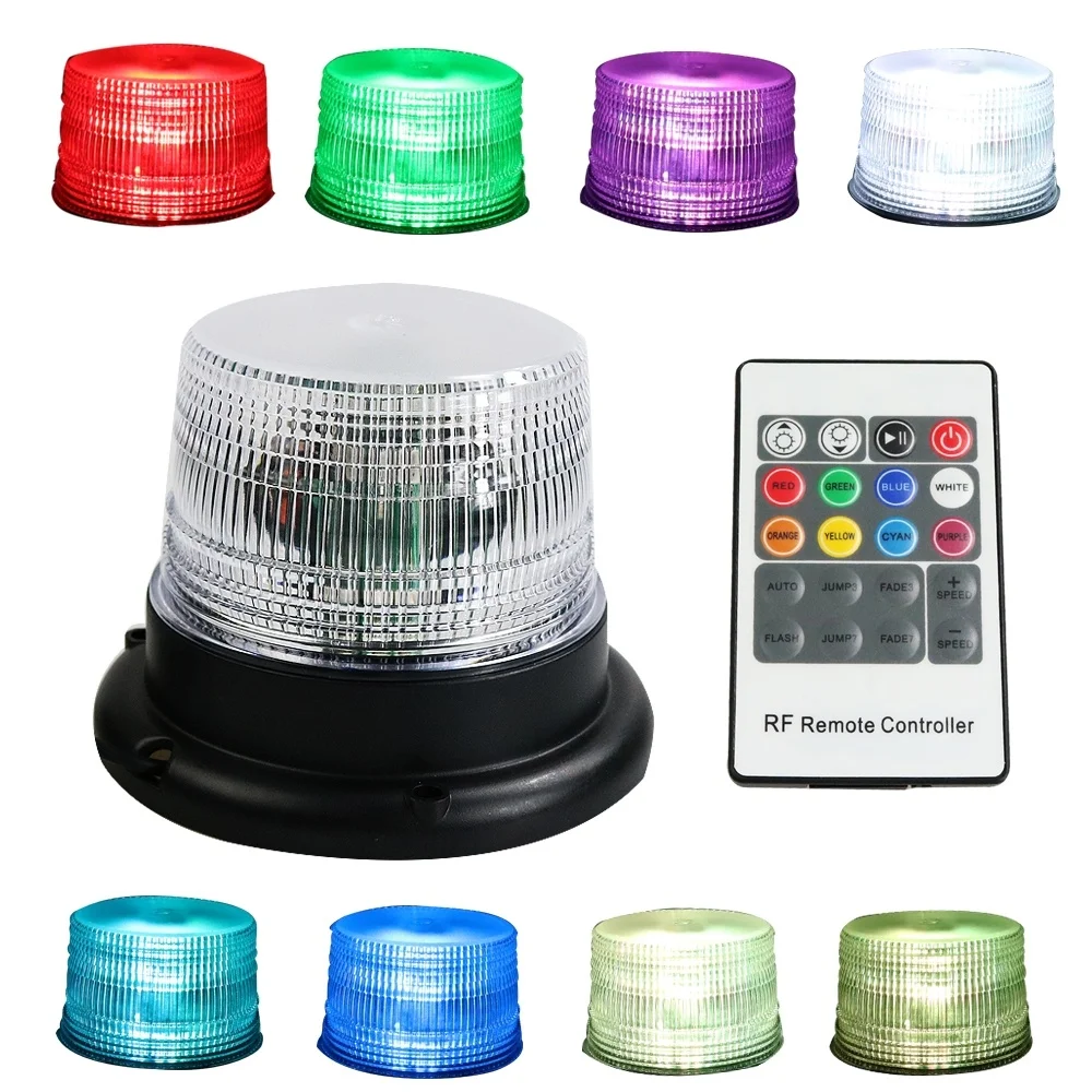 8 Colors RGB Wireless Remote Control Car Vehicle Emergency Hazard