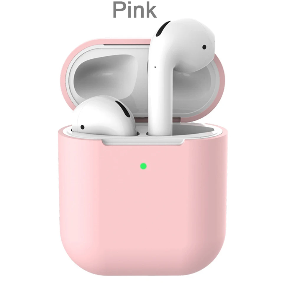 1 шт. мягкий силиконовый чехол из ТПУ для Airpods 2 защитный чехол для кожи пыленепроницаемый против потери тонкий беспроводной чехол для наушников - Цвет: pink