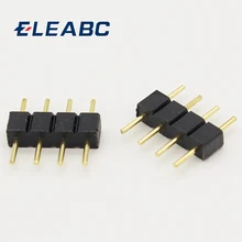 10 pçs/lote 4 pinos adaptador de conector rgb, tipo macho agulha de pino, 4pin duplo, para rgb 5050 3528 luzes led diy inserir