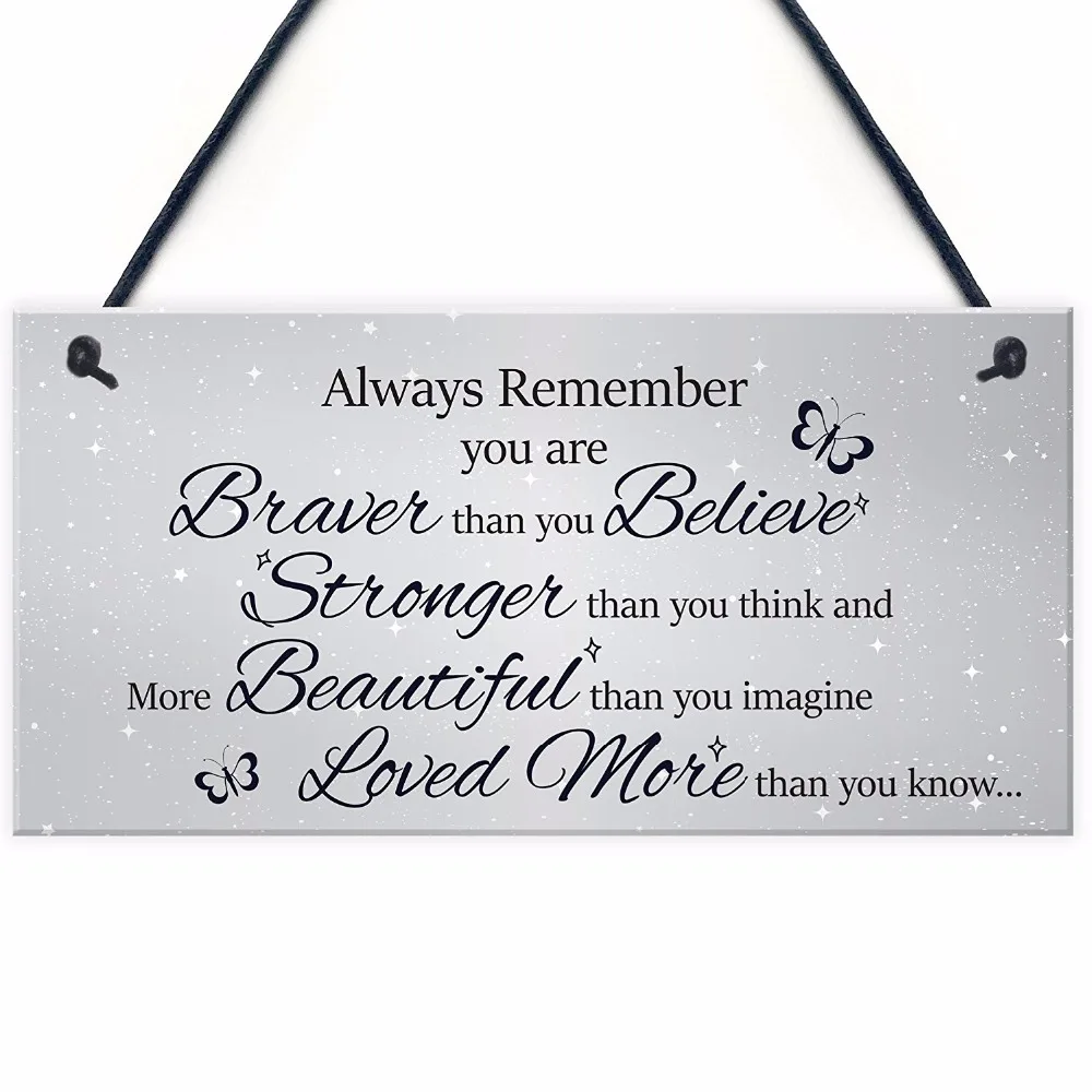 Meijiafei Stronger Inspirational Motivational Hanging Plaque Friendship Gifts Quote Sign Butterfly 10" x 5" | Дом и сад