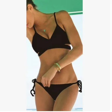 

Juventus Low Waist Sexy Maillot De Bain Femme 2019 Solid Simple Black Swimming Suit For Women Cross Strap Bikini