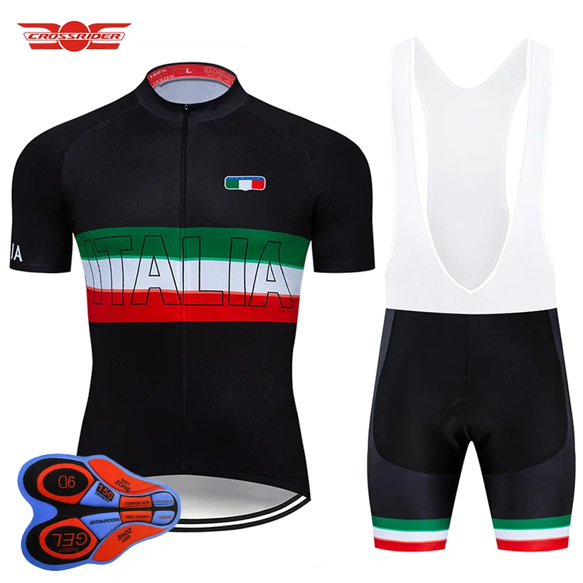 ITALIA Cycling Jersey 9D Gel Bib Set Black Bicycle Clothing Ropa Ciclismo Bike Wear Clothes Mens Short Maillot Culotte Suit - Цвет: Cycling Set