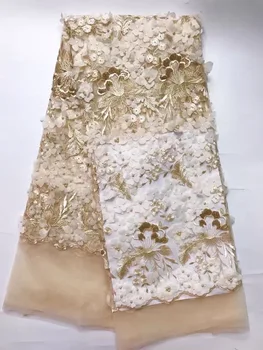 

2019 Latest African Tulle Lace fabric high quality african lace fabric with stones lace material for blue women