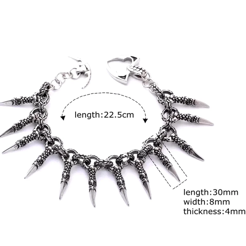 2019 newest dragon nail design charms bracelets for men cool fashion heavy big rock roll dragon bracelets biker men party band (3)