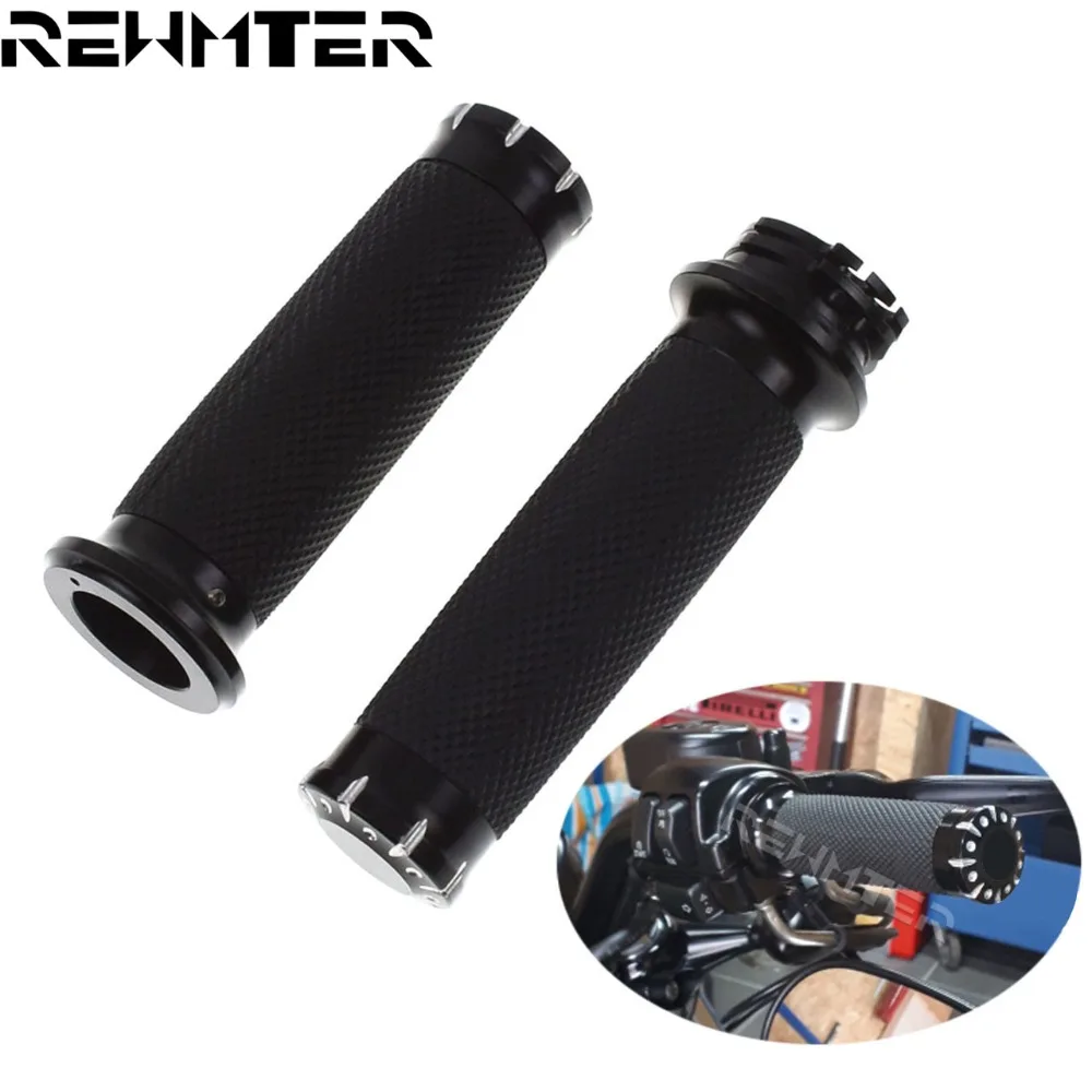 

Motorcycle 1" 25mm CNC Handlebar Universal Hand Grips Black For Harley Touring Sportster Dyna Softail VRSC