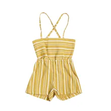 Летний Полосатый сарафан в Европейском стиле, Модный комбинезон, цельнокроеное боди с ремешком на шее, повседневная одежда в европейском стиле для детей 2-7 лет, D20