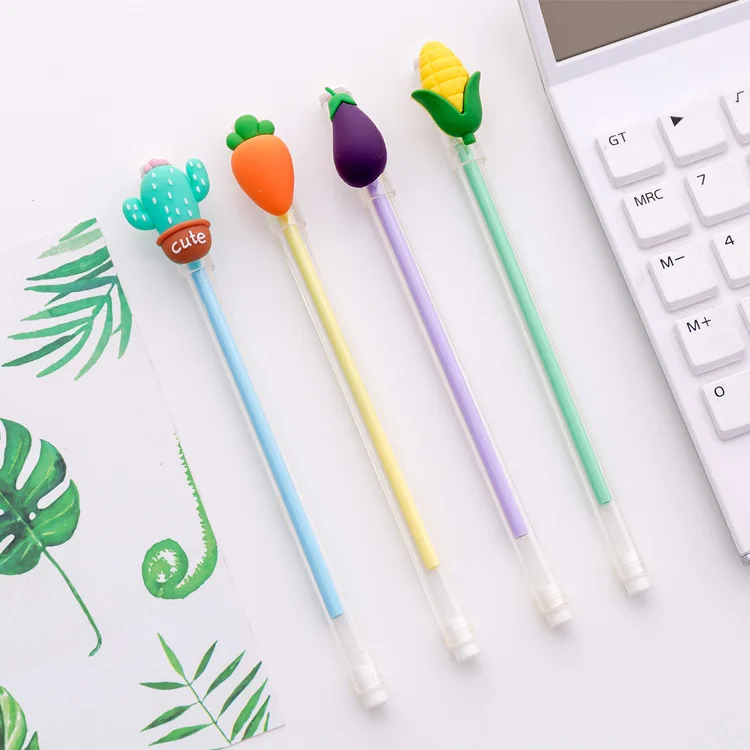 

4pcs/lot 0.5mm Kawaii Black Ink Fruite vegetables Gel Ink Pen for School Office Writing Supplies Cute Stationery