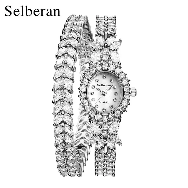 2018 50M Waterproof Selberan Gold/Silver Natural Zircon Wrist Watch for Women Lu 2018 50M Waterproof Selberan Gold/Silver Natural Zircon Wrist Watch for Women Lu