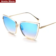 Peekaboo Big sexy transparent cat eye sunglasses 2017 women luxury brand woman sun glasses 2017 blue mirror metal oculos sol