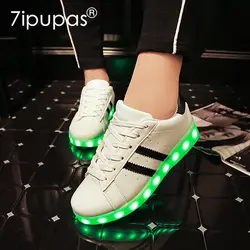 7 ipupas Новинка 2017 года уличной культуры освещенные кроссовки две линии светящиеся туфли для ночного клуба Стиль Tenis De LED моделирование