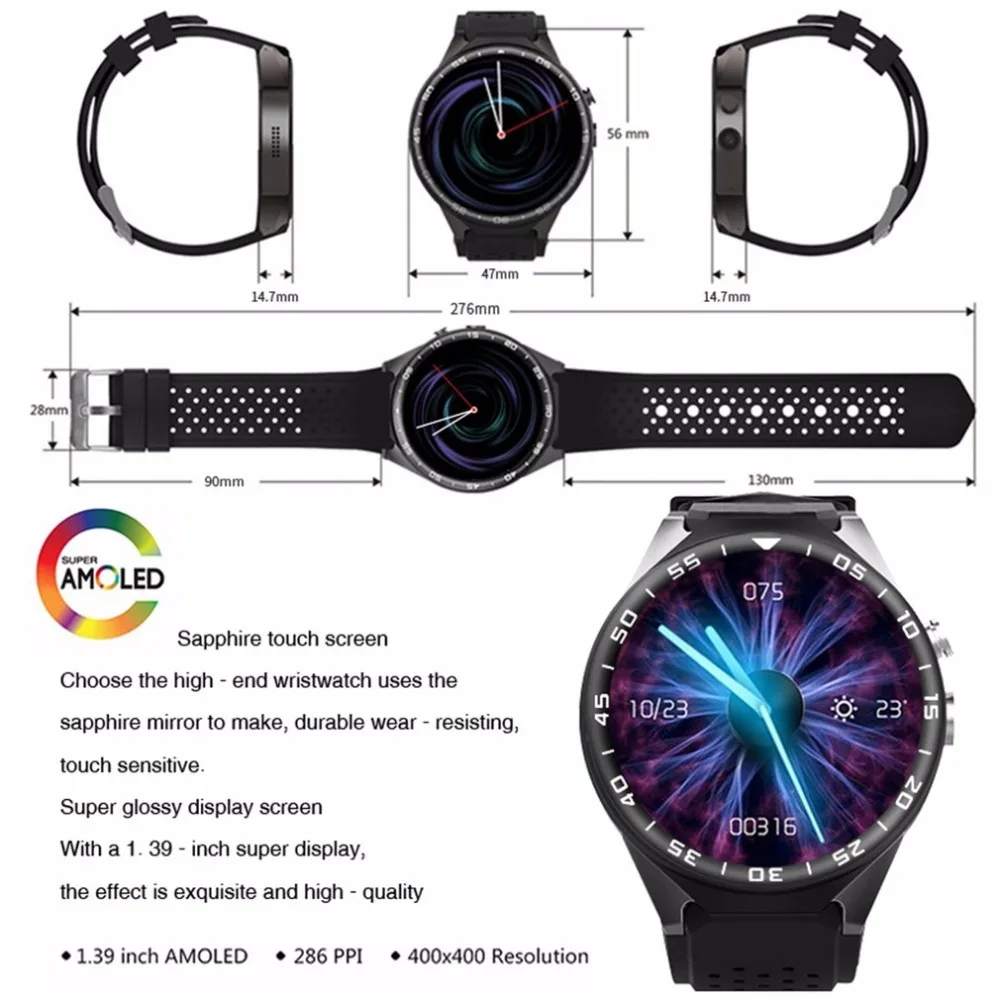 Смарт часы ОС Android 5 1 телефон MTK6580 2 ГБ + 16 SmartWatch поддержка сердечный ритм оты gps 3g Wi Fi