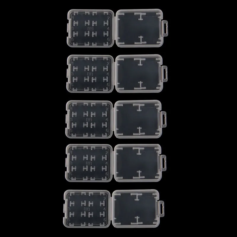 

5PCS Plastic Transparent Standard 8 in 1 Memory Card Storage Case