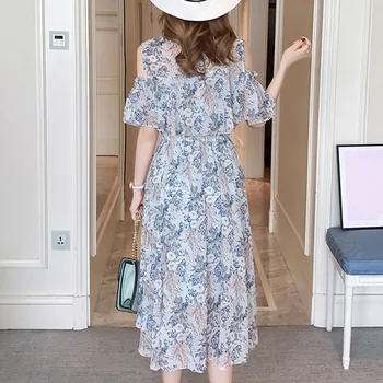 

Women Breastfeeding Dress Off Shoulder Floral Thin Breathable Slim Fit Dress for Summer FJ88
