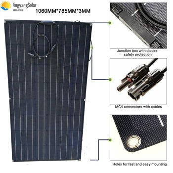

flexible solar panel 150w ETFE flexible panel solar monocrystalline solar cell 24v battery charger power 22% charging efficiency