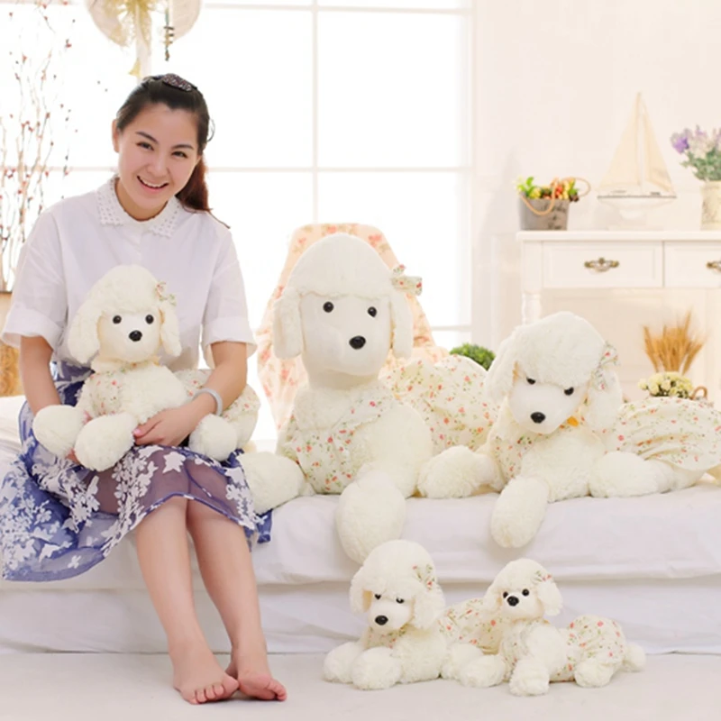 

1pc 30/40/50cm Cute Poodle Wearing a Floral Dress Plush Doll Stuffed Soft Animal Dog Toy Kawaii Birthday Christmas Gift for Kids