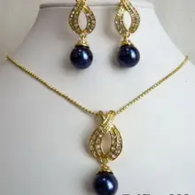 Для женщин черный перламутр, жемчужина с украшением в виде кристаллов кулон Цепочки и ожерелья серьги слово mujer для 925 Серебристые высококачественные ювелирные изделия природа свежий