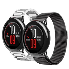 22 мм металл, нержавеющая ремешок для Xiaomi Huami Amazfit часы браслет Milanese Loop Магнитная ремни для Amazfit темп Stratos 2