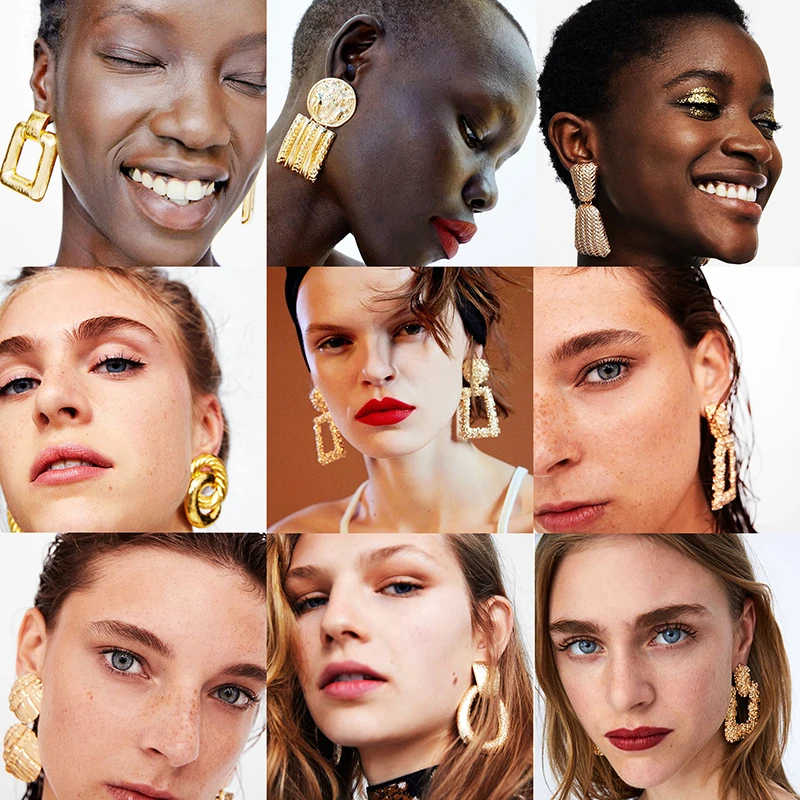 

Exaggerated Gold Square Round Drop Earrings For Women Big Geometric Statement Dangle Earring 2019 Fashion Jewelry For America