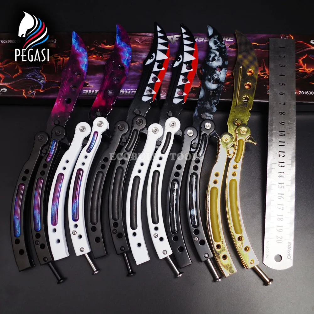 

PEGASI CS GO Karambit Folding Knife In Butterfly Colorful Game Dull Blade Not Sharpen No Edge Practice Game Training Tool