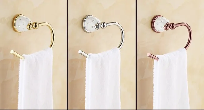 1PC 3 Colors Brass Hand Towel Round Holder Ring Kitchen Bathroom Hardware Accessory KG