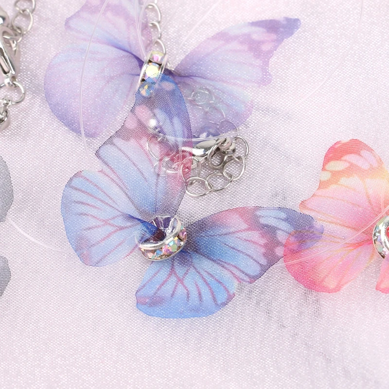 

Invisible Butterfly Pendant Necklace Transparent Fishing Line Chokers For Women