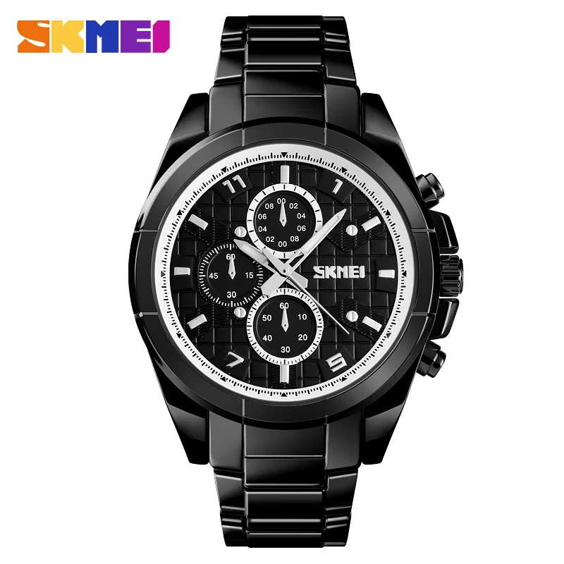 Skmei Luxury Brand Men's Sport Watch Quartz Clock Men Waterproof Wrist Watch Male Military Steel Watches Relogio Masculino - Цвет: Black