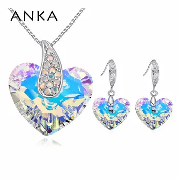 

ANKA brand 2020 love heart necklace and earrings with Crystals from Austrian jewellery sets women party jewelry gift #124854