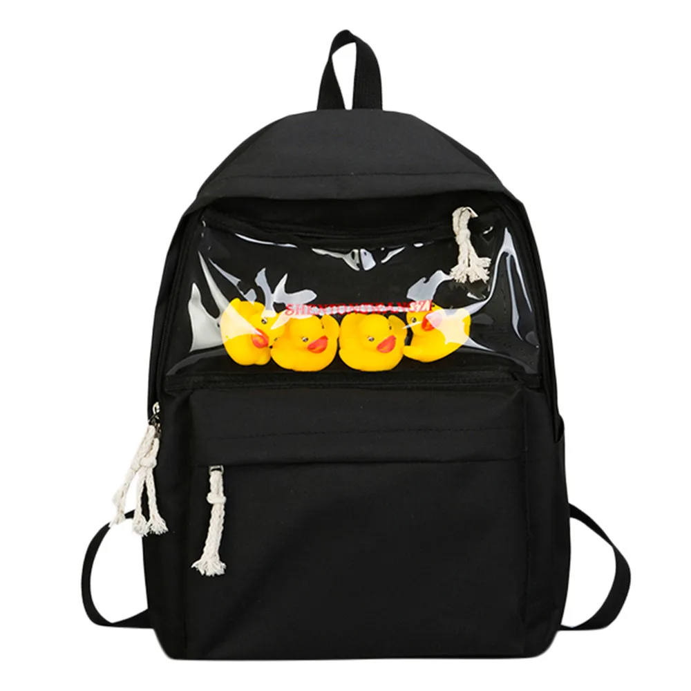 Детский рюкзак с милым мультяшным животным утенком, маленькая Желтая утка, рюкзак для студентов, школьная сумка, рюкзак для путешествий, сумка#20 - Цвет: BK