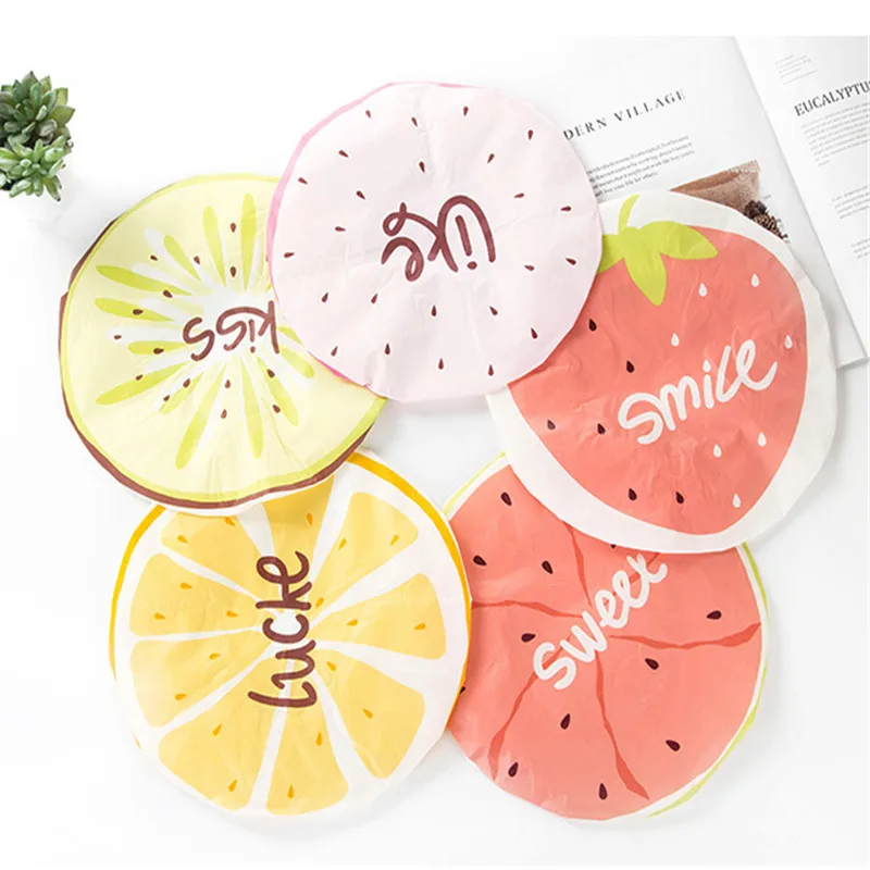 

1pcs Cartoon Fruit Waterpoof Bath Shower Cap Hair Cover Saunas Spa Hats Bathring Cap Home Hotel Bathroom Supplies Free Shipping