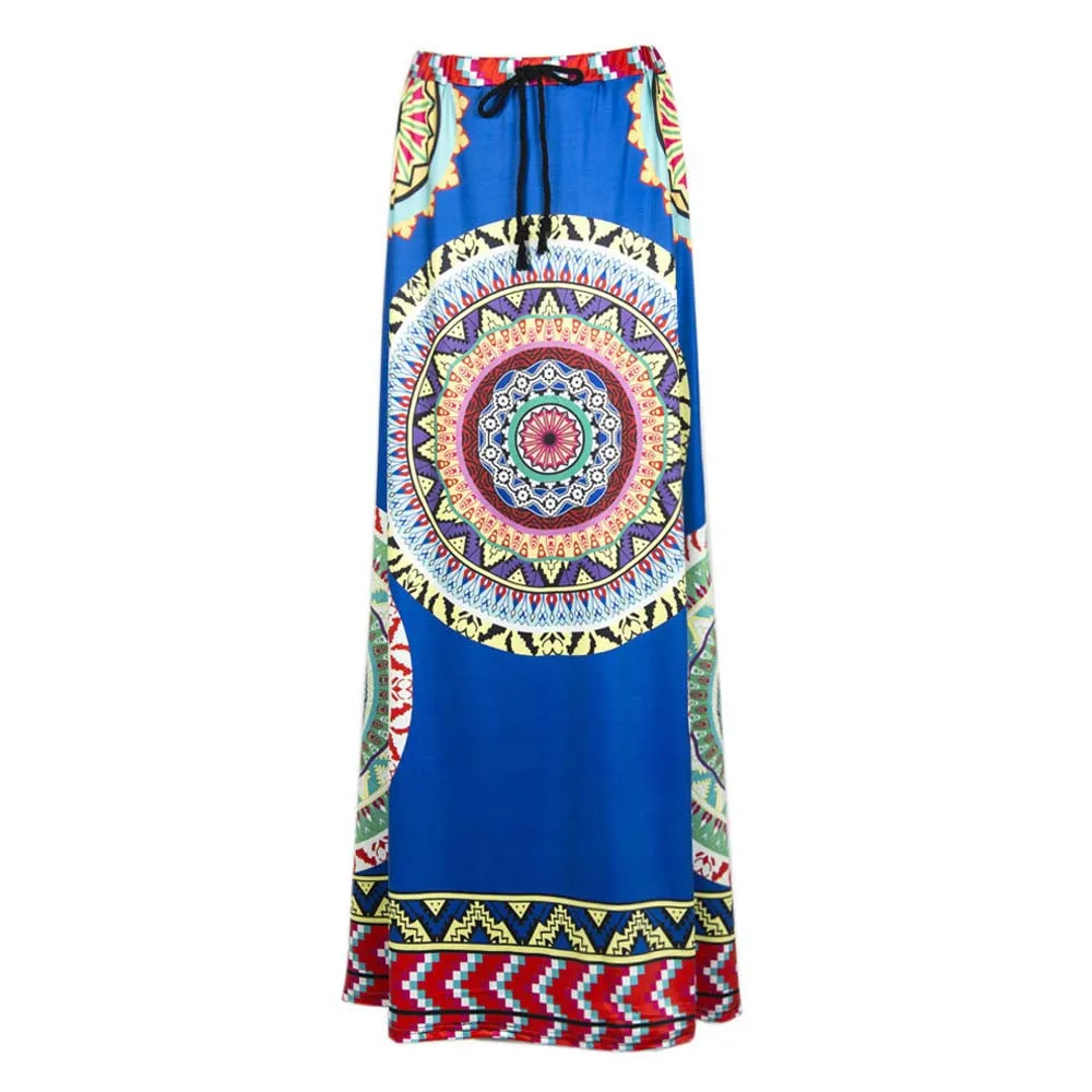 

New Women's Printing Skirts Summer Party Casual Skirts Flared Bohemian Style Retro National Wind Big Swing Skirts Jupe Femme