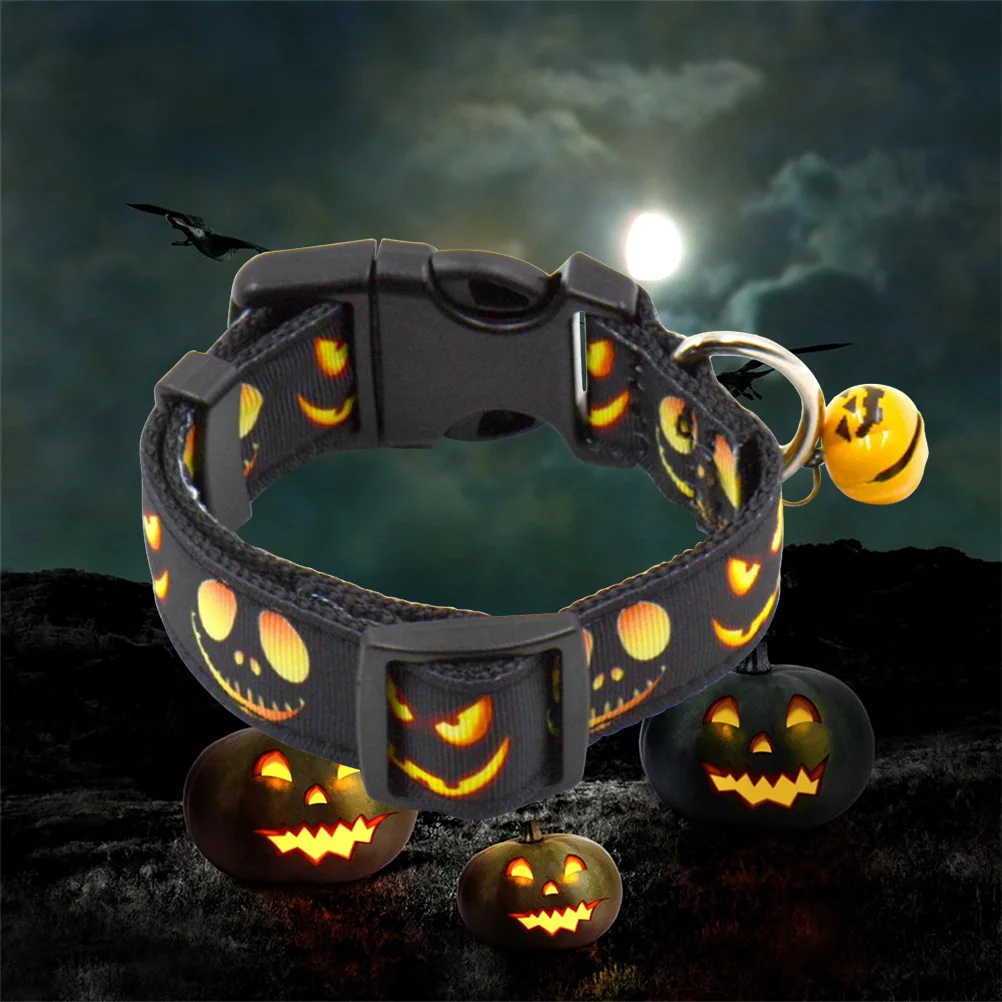 Pet Collars Pumpkin Lamp Halloween Adjustable Dog Collars Cat Collars