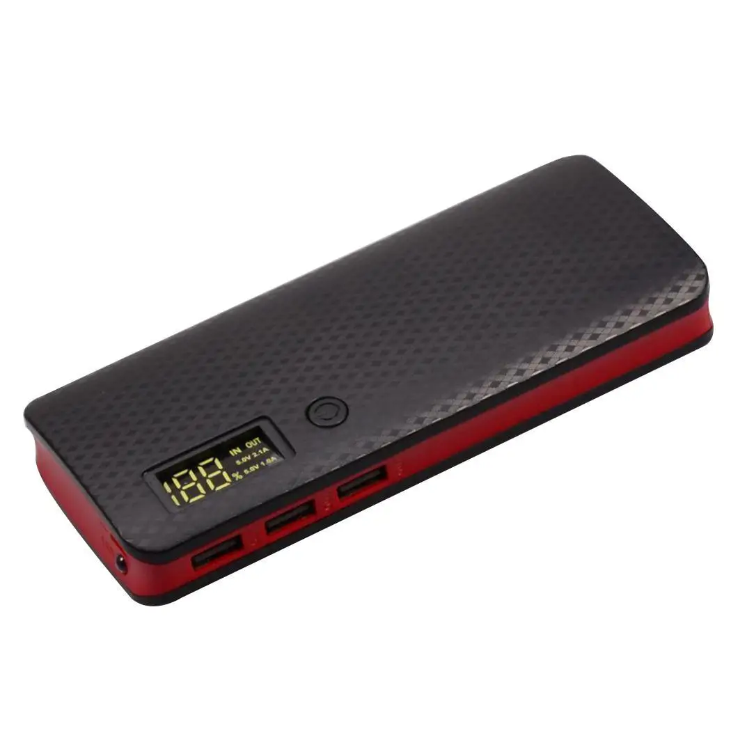 

Portable 3 USB Charging Ports Battery Holder LCD Display Power Bank Case Box