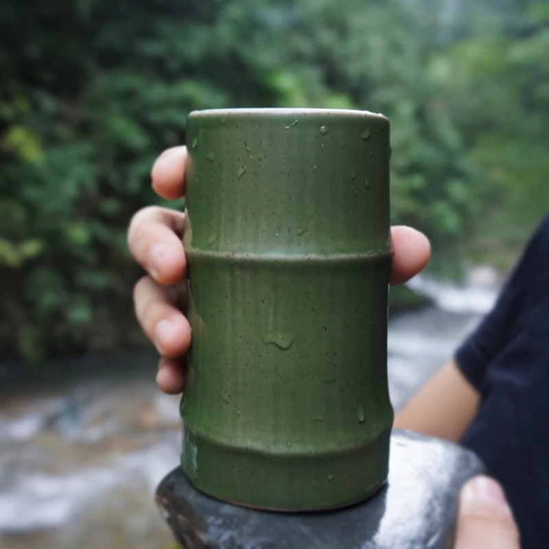 

Bamboo Creative Mug Coffee Mug Ceramic Milk Mug Office Meeting Tea Mug with Spoon