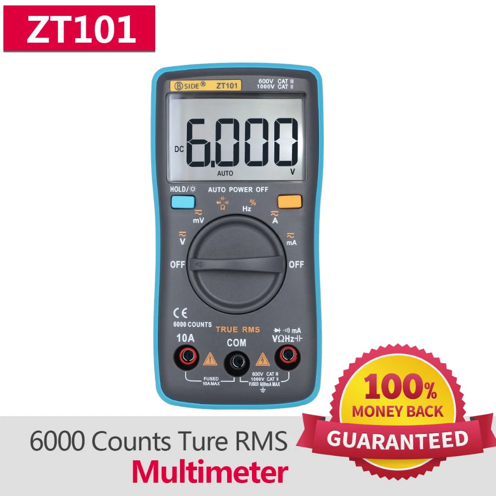 

ZT101 ZT102 Digital Automatic Range Multimeter 6000 counts AC/DC Ammeter Voltmeter Ohm Meter voltage meter Frequency Tester