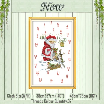 

Christmas calendar cartoon painting counted printed on the canvas DMC 11CT 14CT kits DIY Cross Stitch embroidery needlework Sets