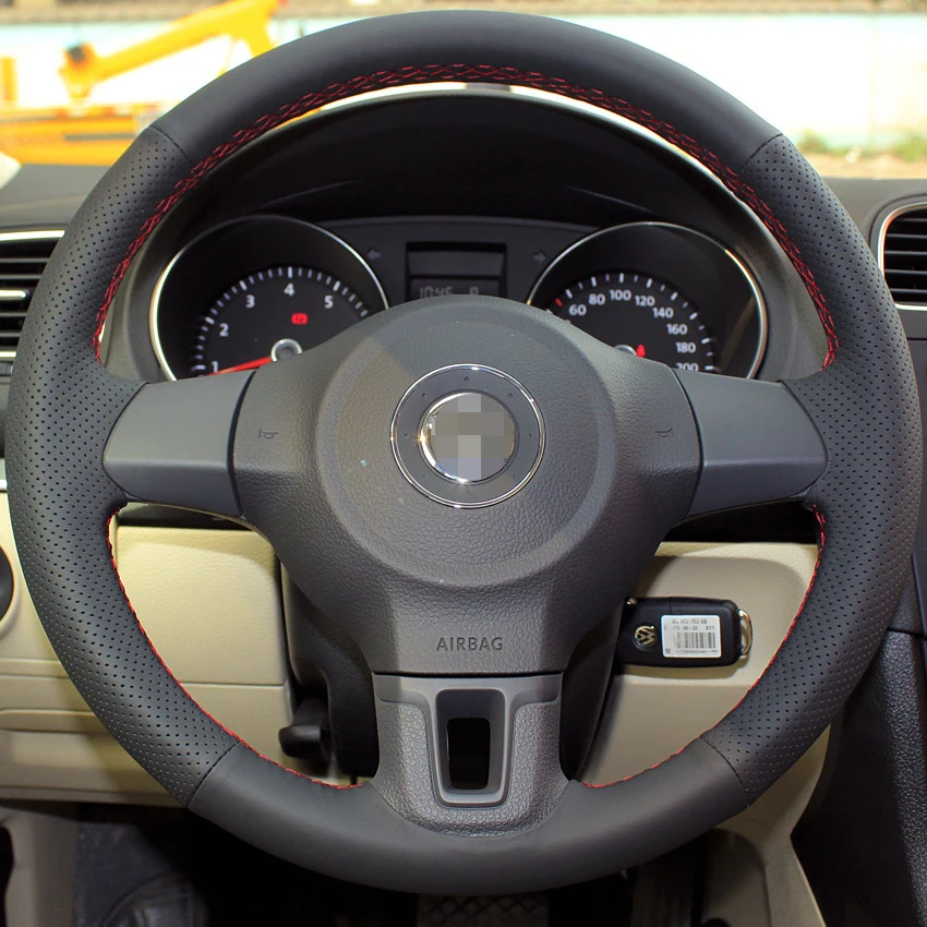 Genuine Leather Car Steering Wheel Cover for Volkswagen Golf Polo Bora Jetta Santana Jetta Polo