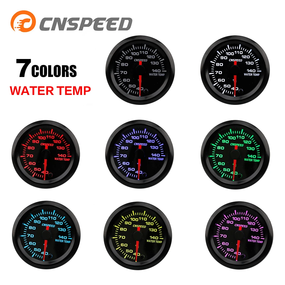 

CNSPEED2" 52mm AutoWater Temperature Meter Colorful High-speed Stepper Motor 40-140 Degrees Celsius with Sensor 12V Car YC101375