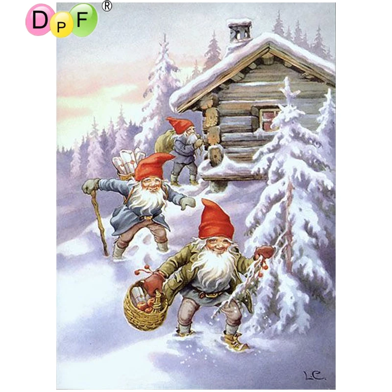 DPF DIY The dwarfs in the snow 5D квадратная алмазная живопись вышивка крестиком домашняя