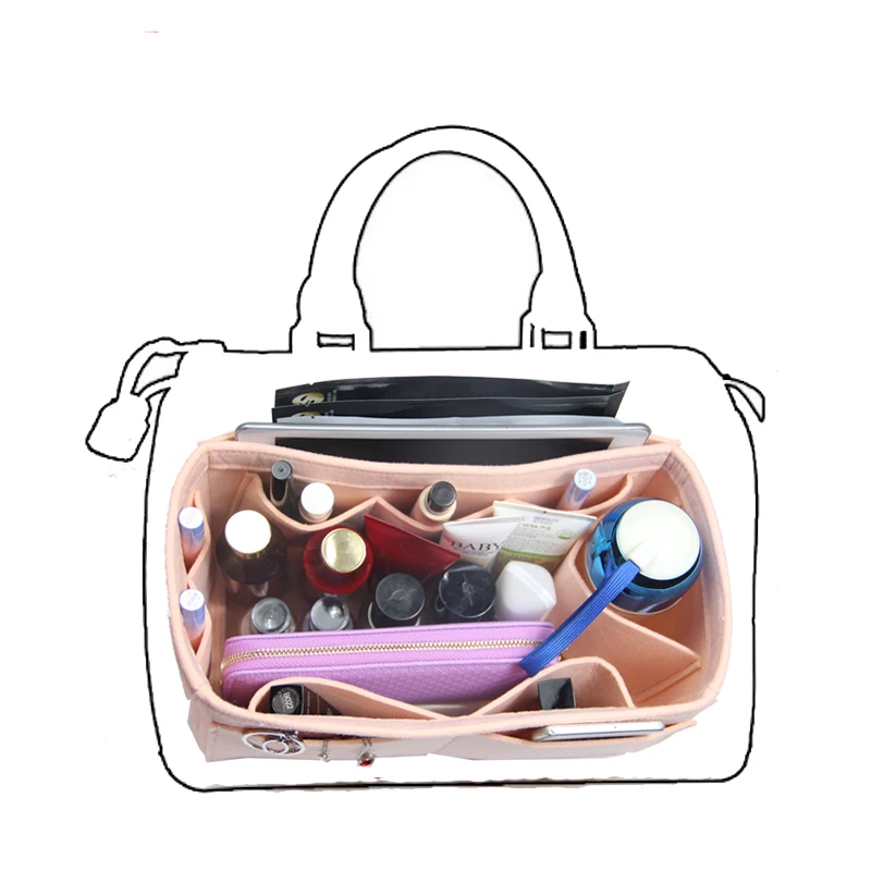 Customizable Felt Tote Organizer Bag w/Milk Water Bottle Holder)Neverfull MM GM PM Speedy 30 25 35 40 Purse organizer Insert Bag 2