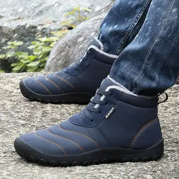 

2019 new lace-up shoes men ankle snow boot botas super warm plush men winter boots warm waterproof boots men winter shoes