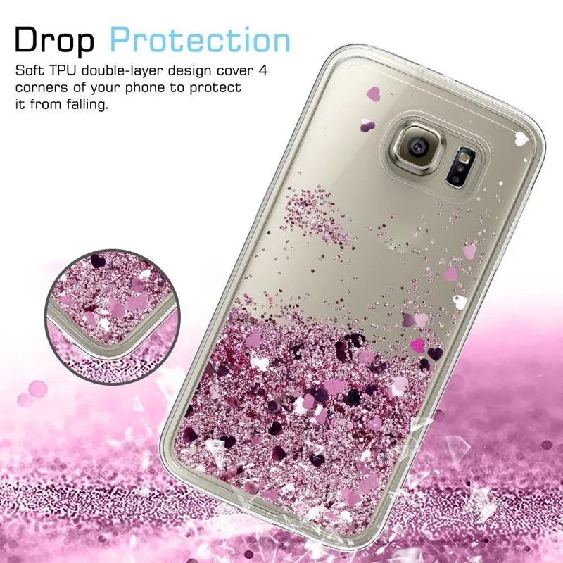 

Phone Cover for Samsung s10 note 10 s10e s8 s9 plus A70 A50 A80 J6 J7 s6 Case Quicksand Glitter Liquid Soft Girl Case Etui Coque