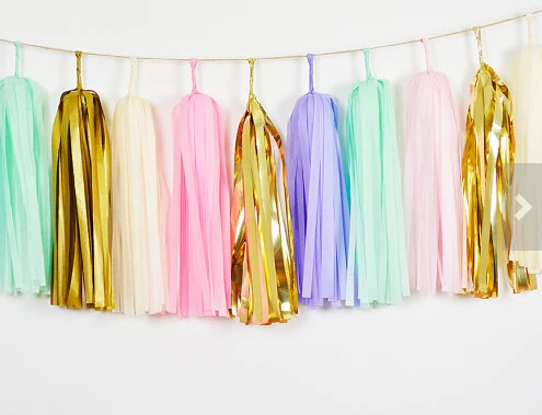 pink tissue paper garland