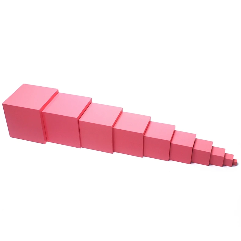 Зубные дом материалы montessori деревянные игрушки розовый башня 1-10 см розовый кубики цельная буковая древесина для маленьких детей младшего дошкольного образования